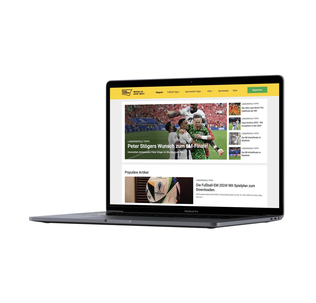 Interwetten website on a laptop screen